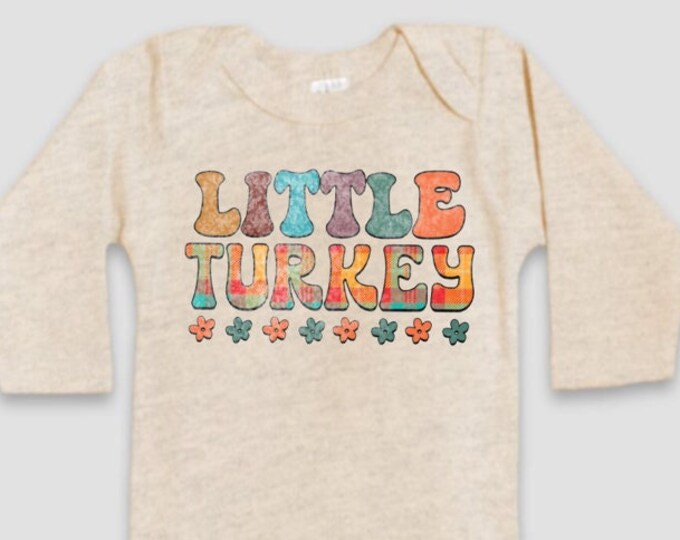 Little Turkey Retro Thanksgiving Baby Onesie® Bodysuit - Fall