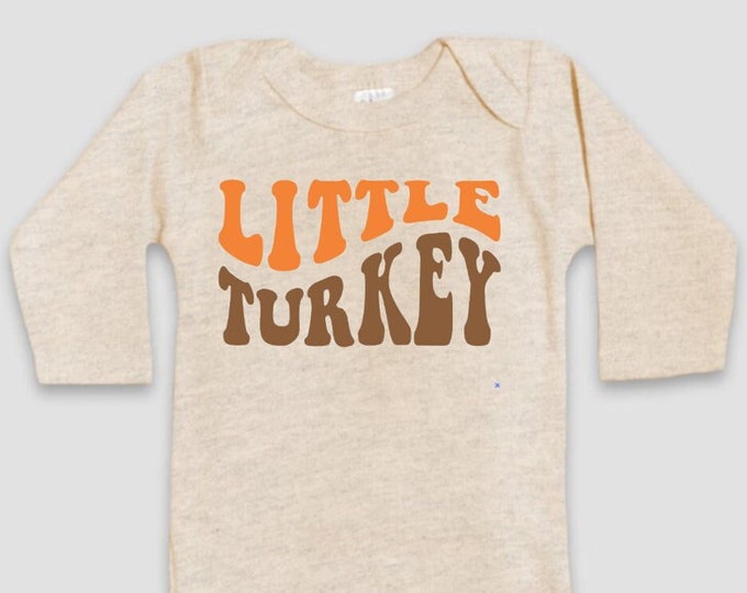 Little Turkey Retro Thanksgiving Baby Onesie® Bodysuit
