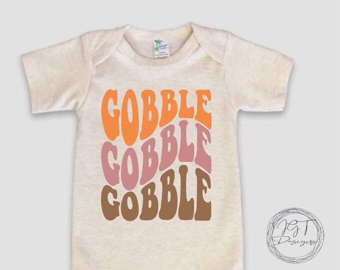 Retro Gobble Gobble Thanksgiving Baby Onesie® Bodysuit