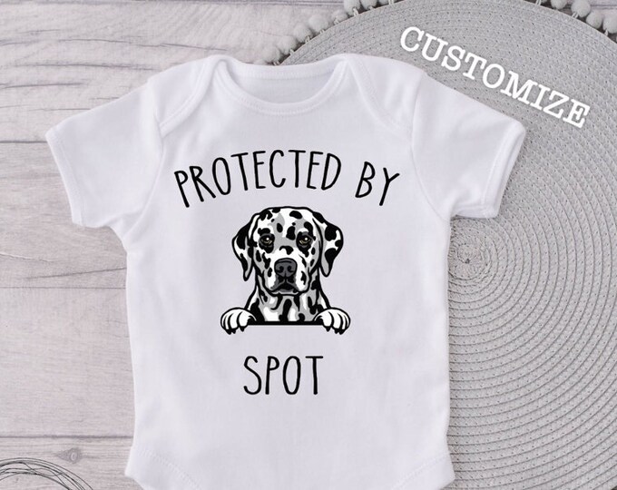 Protected by Dalmatian Baby Onesie® Bodysuit - Personalized