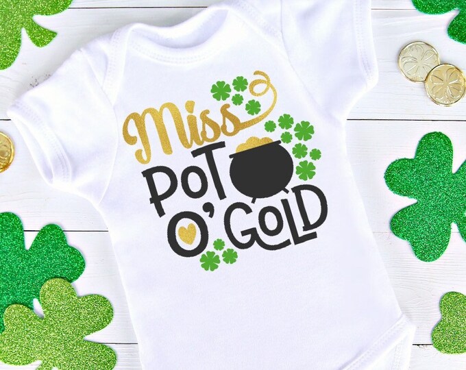 St. Patrick's Day Baby Onesie® Bodysuit -  Miss Pot O’ Gold St. Patrick’s Day