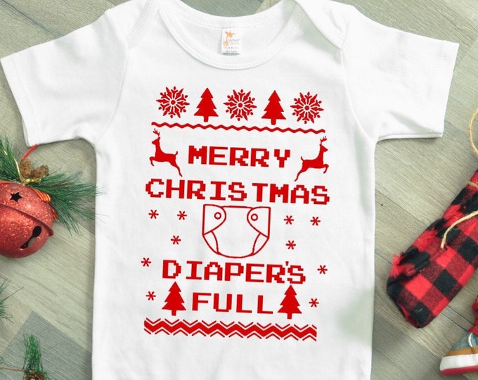 Merry Christmas Diaper's Full Baby Onesie® Bodysuit - Ugly Sweater