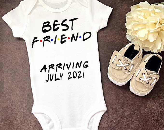 Pregnancy Announcement Baby Onesie® Bodysuit -  Best Friend Arriving