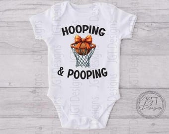 Hooping & Pooping Basketball Baby Onesie® Bodysuit
