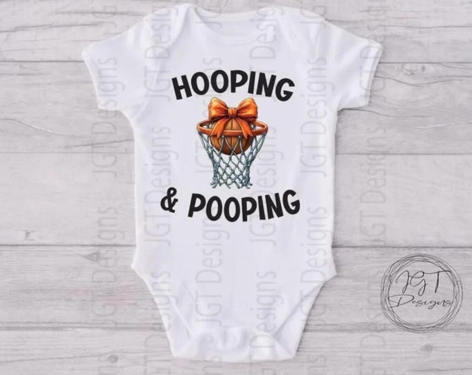 Hooping & Pooping Basketball Baby Onesie® Bodysuit