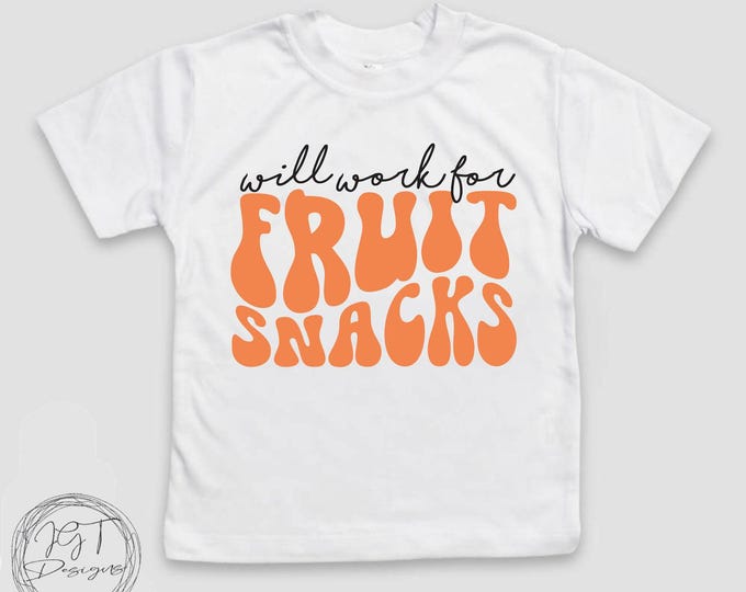 Funny Baby Onesie® Bodysuit -  Will Work For Fruit Snacks
