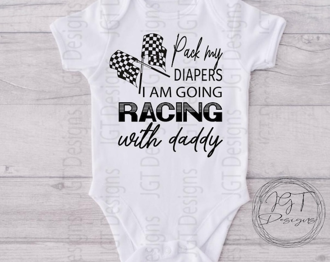 Pack My Diapers I’m Going Racing With Daddy Baby Onesie® Bodysuit