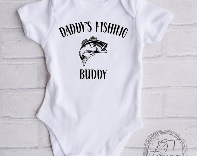 Fishing Baby Onesie® Bodysuit -  Daddy’s Fishing Buddy -  Kid's Fishing Tshirt -
