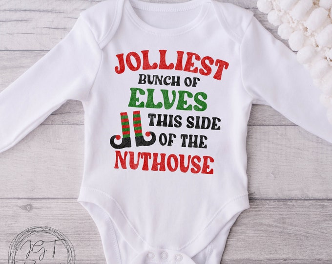 Jolliest Bunch of Elves Baby Onesie® Bodysuit -Christmas Vacation Inspired