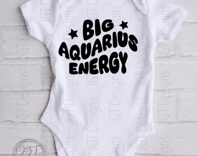 Aquarius Zodiac Baby Onesie® Bodysuit -  Big Aquarius Energy -  Retro