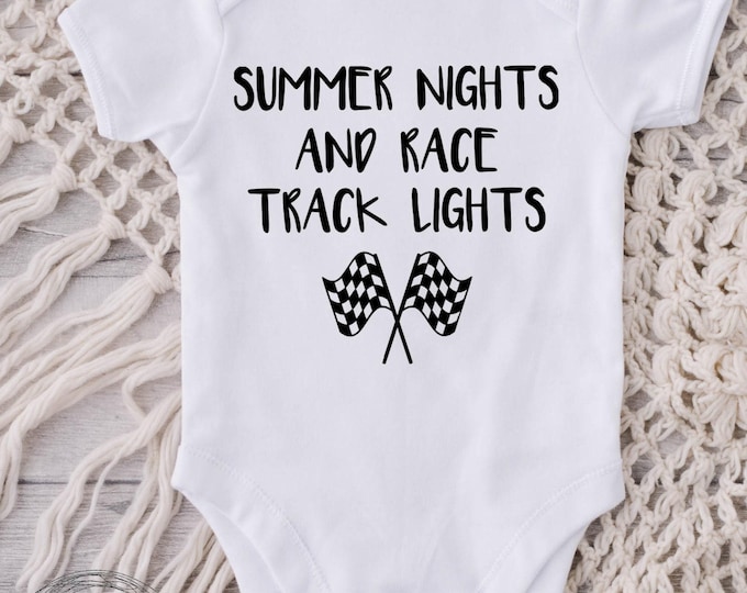 Summer Nights And Race Track Lights Racing Baby Onesie® Bodysuit