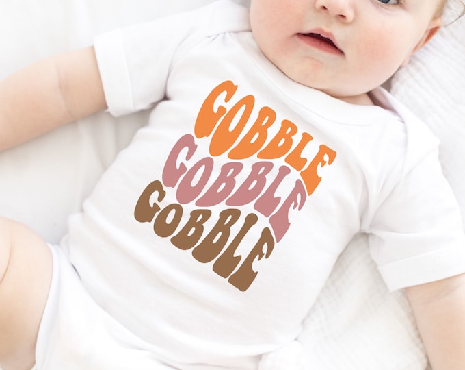 Gobble Gobble Retro Thanksgiving Baby Onesie® Bodysuit -  Fall