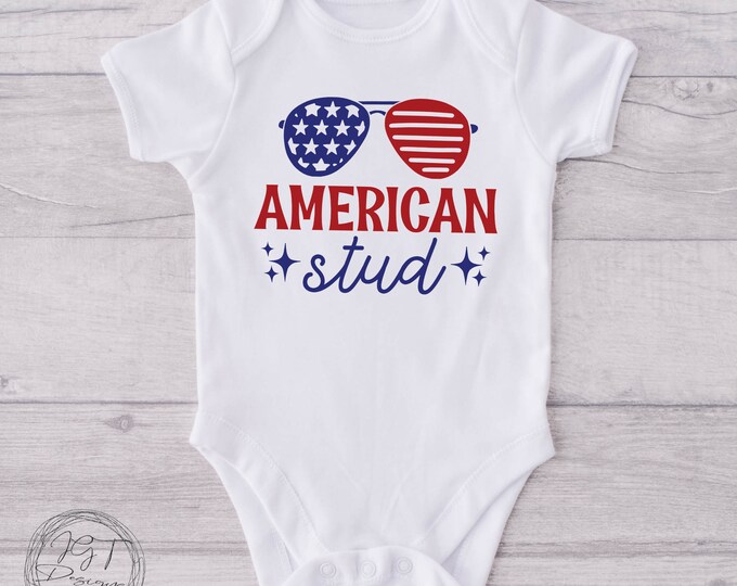 July 4th Baby Onesie® Bodysuit -  American Stud -  USA -   -