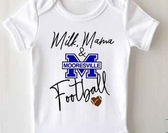 Milk, Mama, and Mooresville Football Baby Onesie® Bodysuit