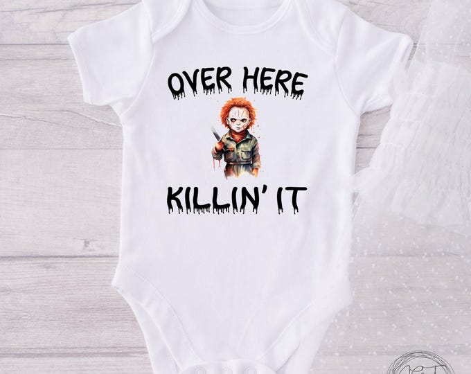 Over Here Killin It Halloween Baby Onesie® Bodysuit - Clown Bodysuit