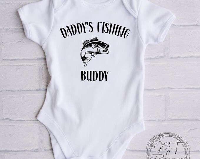 Fishing Baby Onesie® Bodysuit -  Daddy’s Fishing Buddy -  Kid's Fishing Tshirt -