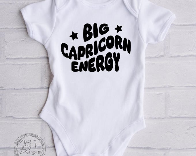 Capricorn Zodiac Baby Onesie® Bodysuit -  Big Capricorn Energy Retro