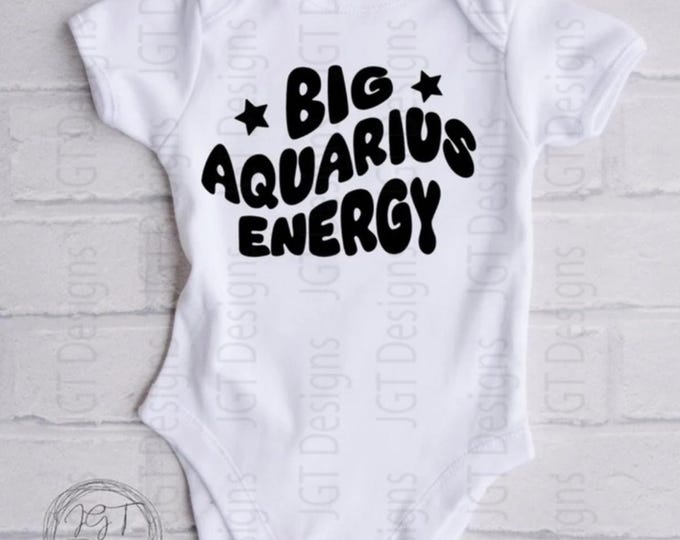 Aquarius Zodiac Baby Onesie® Bodysuit -  Big Aquarius Energy -  Retro
