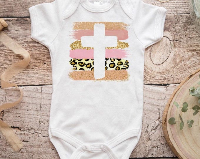 Religious Baby Onesie® Bodysuit -  Cross Inspirational Religious    -