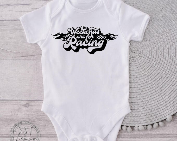 Retro Racing Baby Onesie® Bodysuit - Weekends Are For Racing