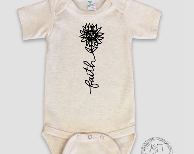 Religious Baby Onesie® Bodysuit -  Faith Sunflower -  Religious Tshirt -