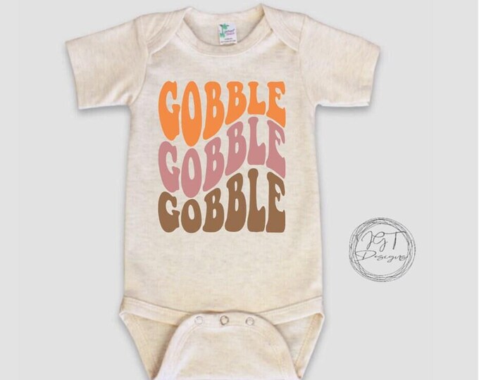 Retro Gobble Gobble Thanksgiving Baby Onesie® Bodysuit