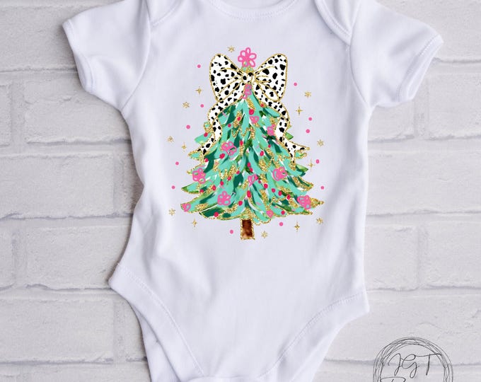 Christmas Tree Coquette Baby Onesie® Bodysuit