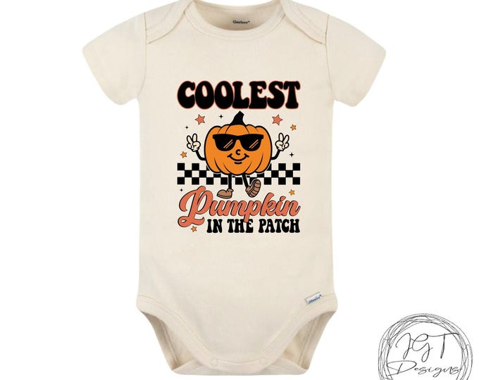 Coolest Pumpkin In The Patch Retro Fall Baby  Onesie® Bodysuit