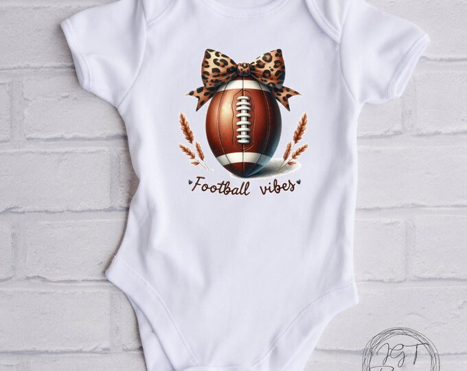 Football Vibes Baby Onesie® Bodysuit - Coquette Leopard Bow