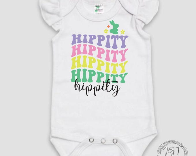 Easter Baby Onesie® Bodysuit -  Hippity -  Retro Bunny Bodysuit -  Toddler Tee Tshirt