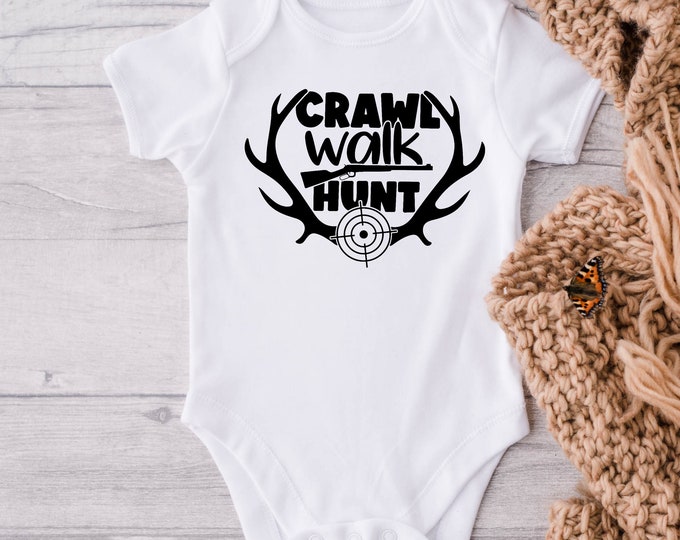 Crawl Walk Hunt Hunting Baby Onesie® Bodysuit