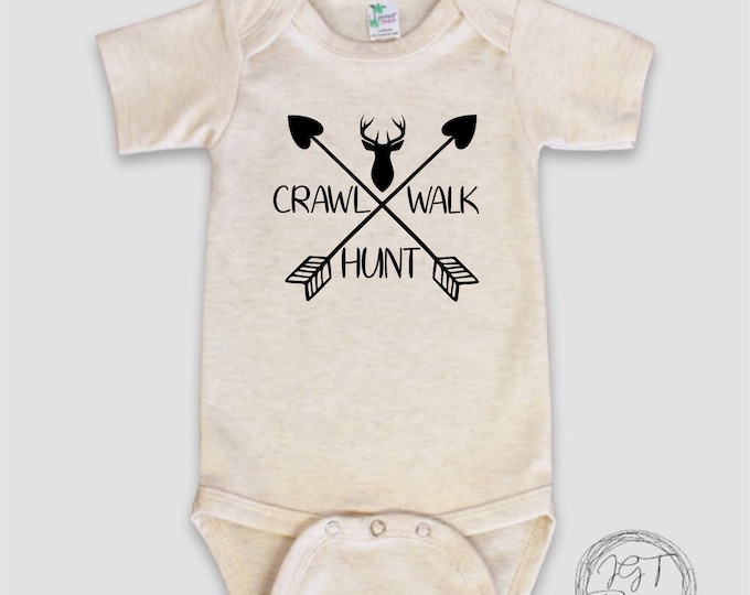 Crawl Walk Hunt Hunting Baby Onesie® Bodysuit
