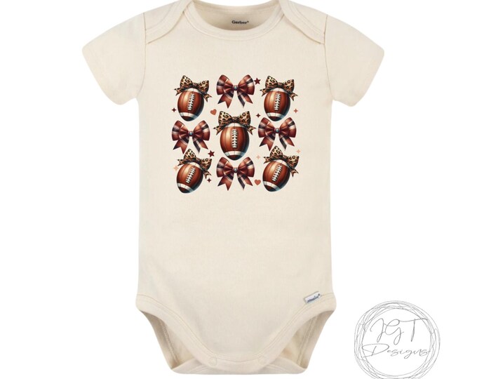 Coquette Football Baby Onesie® Bodysuit - Leopard Bow