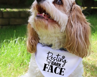 Pet Bandana, Resting Bark Face, Dog Scarf, Funny Dog Accessories