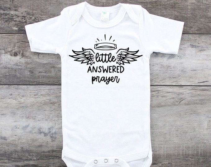 Pregnancy Announcement Baby Onesie® Bodysuit -  Little Answered Prayer -  Religious -  Miracle Baby