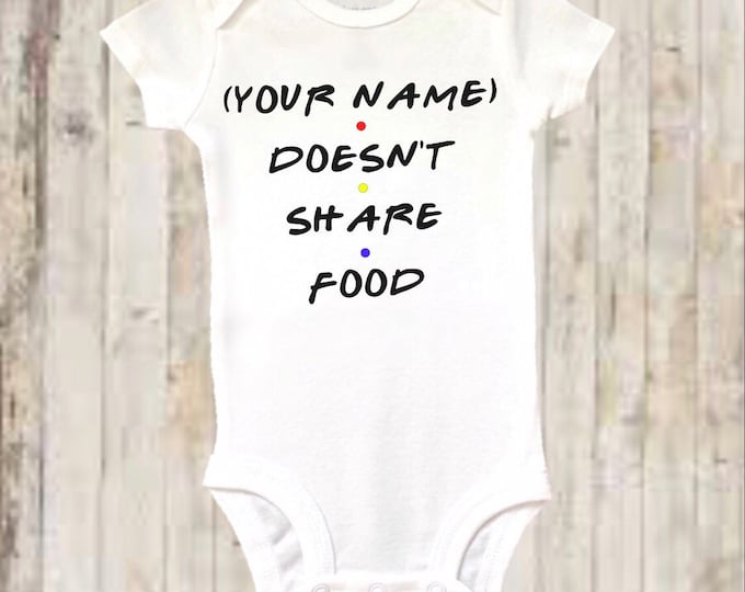 Custom (your name) Doesn't Share Food Baby Onesie® Bodysuit -  Personalized