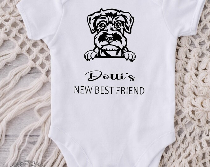 Schnauzer New Best Friend Baby Onesie® Bodysuit - Personalized