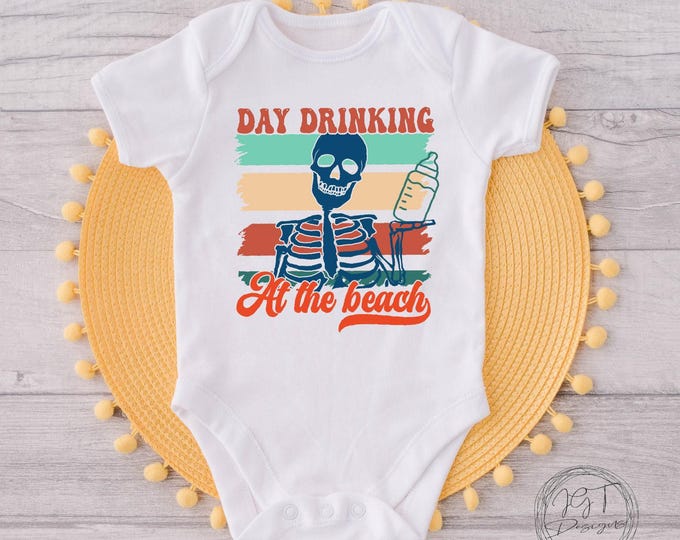Day Drinking At The Beach Retro Baby Onesie® Bodysuit