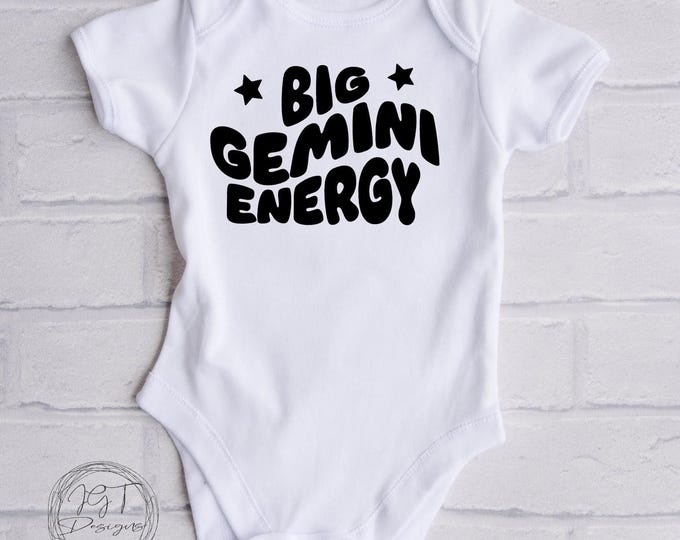 Gemini Zodiac Baby Onesie® Bodysuit -  Big Gemini Energy -  Retro