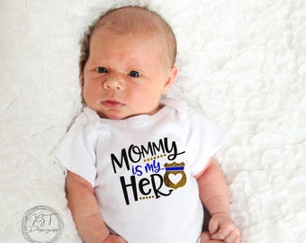 Mommy Is My Hero Baby Onesie® Bodysuit -  Police Officer