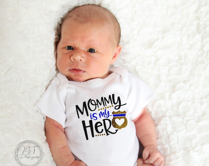 Mommy Is My Hero Baby Onesie® Bodysuit -  Police Officer
