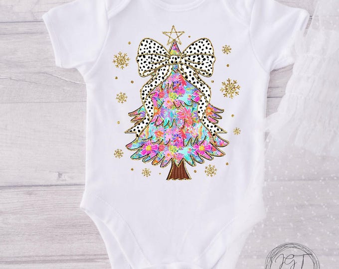 Christmas Tree Coquette Baby Onesie® Bodysuit