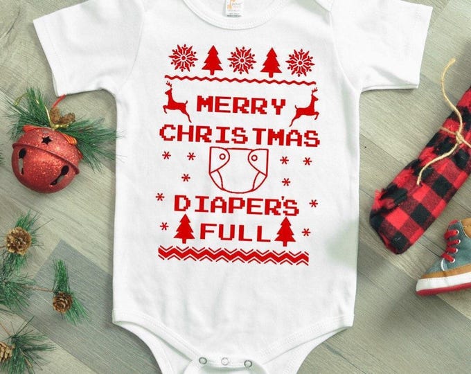 Merry Christmas Diaper's Full Baby Onesie® Bodysuit - Ugly Sweater
