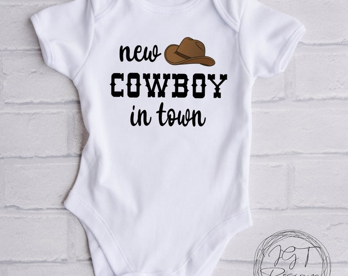 Western Country Baby Onesie® Bodysuit -  New Cowboy In Town Funny Bodysuit -  Western