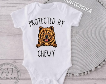 Protected by Chow Chow Baby Onesie® Bodysuit - Personalized