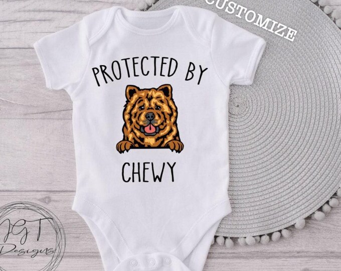 Protected by Chow Chow Baby Onesie® Bodysuit - Personalized