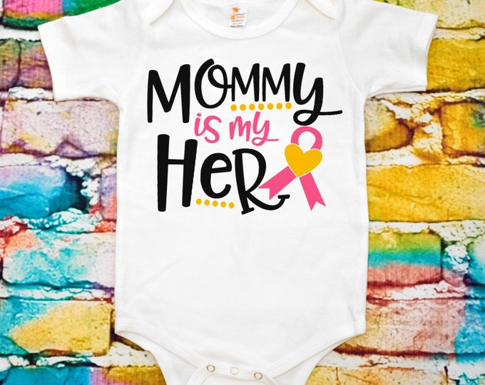 Baby Onesie® Bodysuit -  Mommy Is My Hero Breast Cancer -