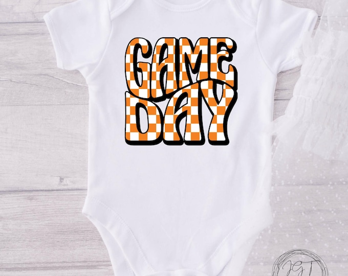 Game Day Orange and White Football  Onesie® Bodysuit