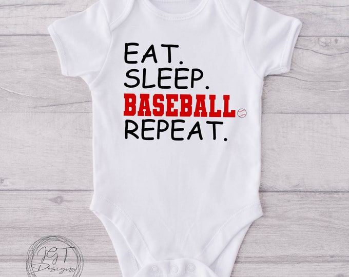 Baseball Baby Onesie® Bodysuit -  Eat Sleep Baseball Repeat