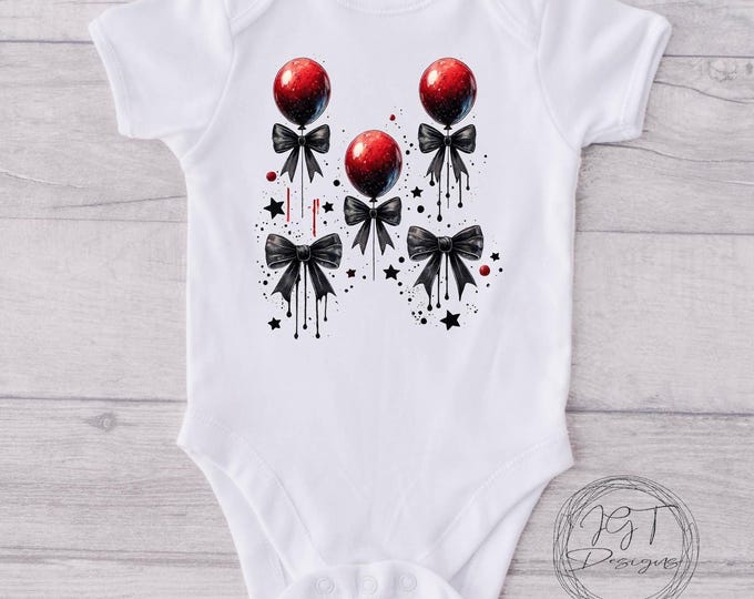 Red Balloon Baby Onesie®, Creepy Cute Halloween Bodysuit, Gothic Infant Outfit